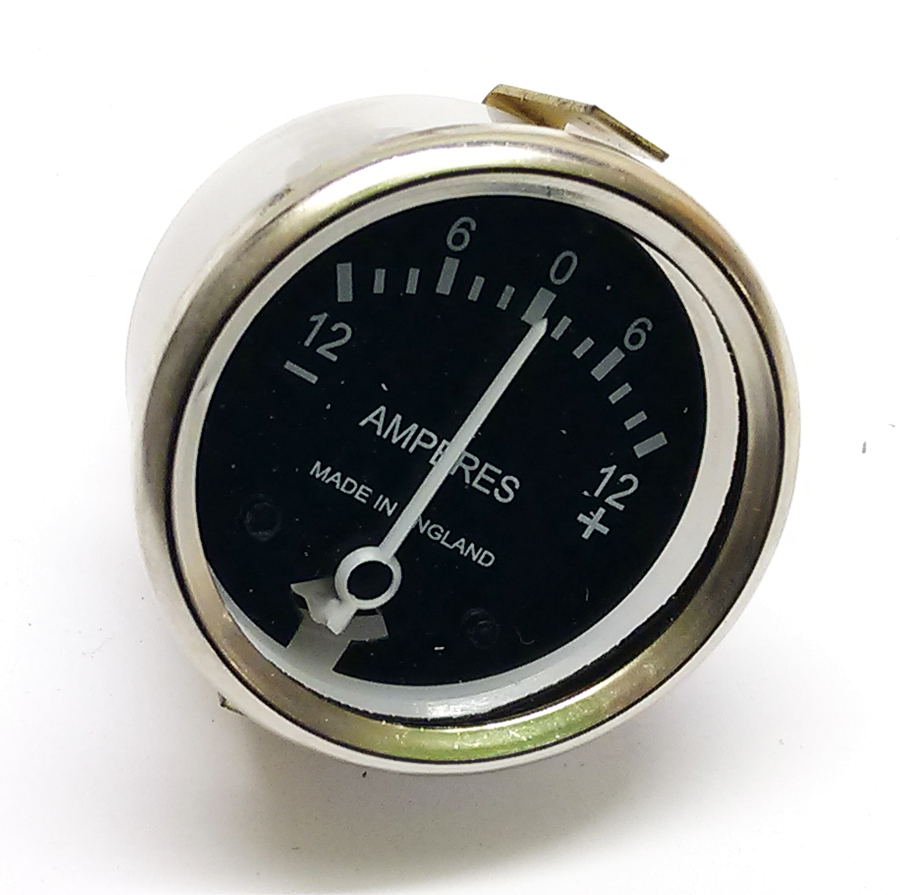 Made in England Ammeter 12-0-12 Black face 1 3/4"