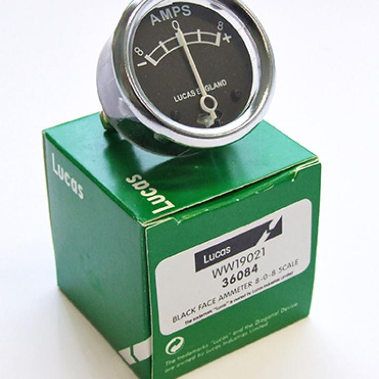 Lucas 6v Ammeter 8-0-8 blaack face 1-3/4 diameter