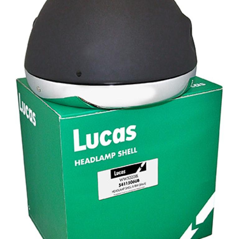 Lucas 7 inch black headlamp shell & rim plain shell no holes